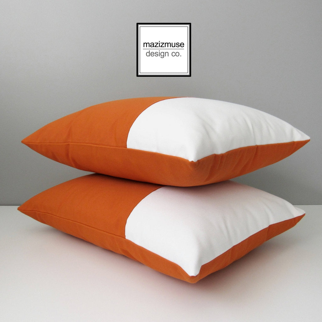 Housse de coussin d'extérieur orange moderne, housse de coussin décorative toscane Sunbrella