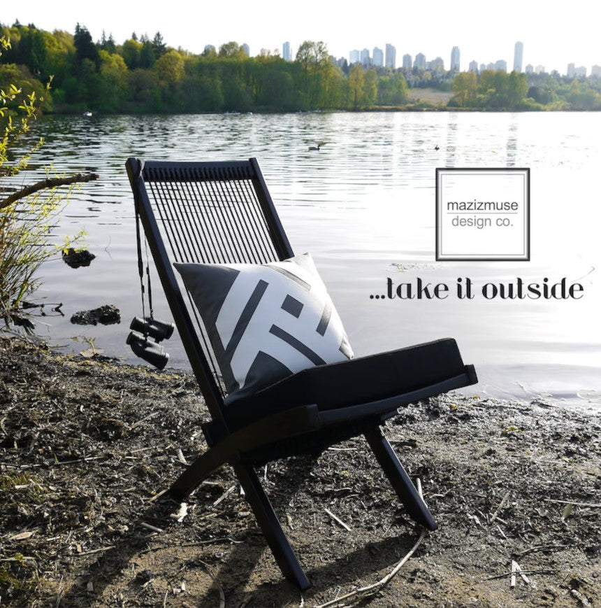 Housse de coussin décorative d'extérieur noire et blanche, housse de coussin géométrique Sunbrella® 