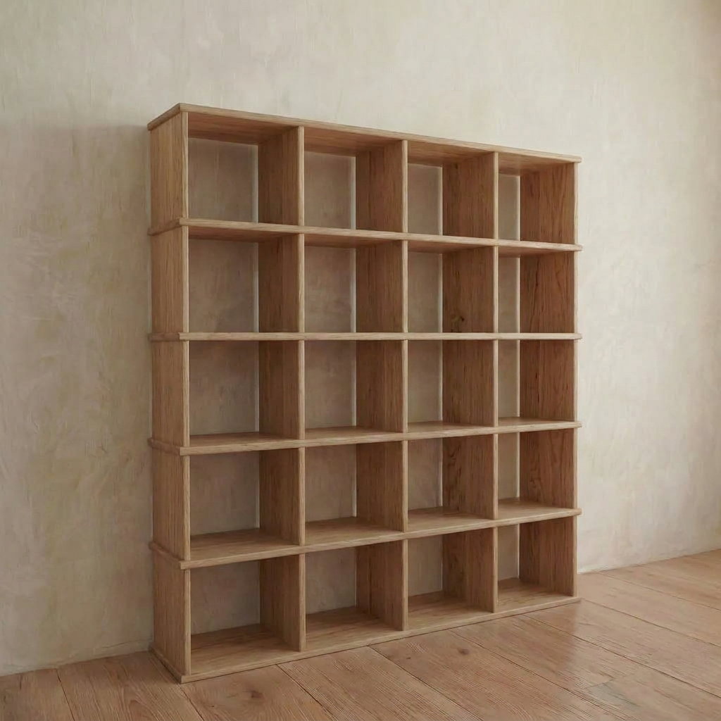 Cube bookshelf in white oak