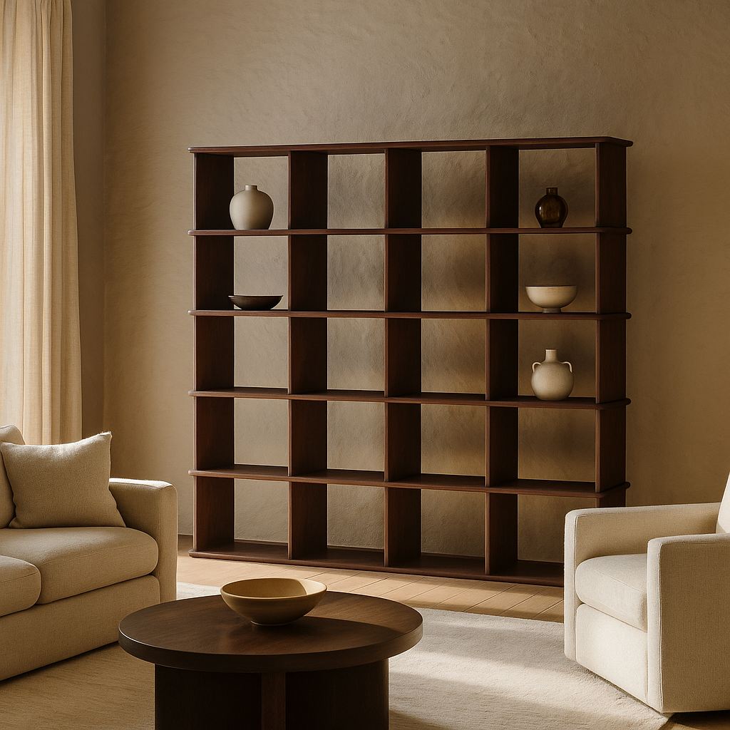 Cube bookshelf in walnut