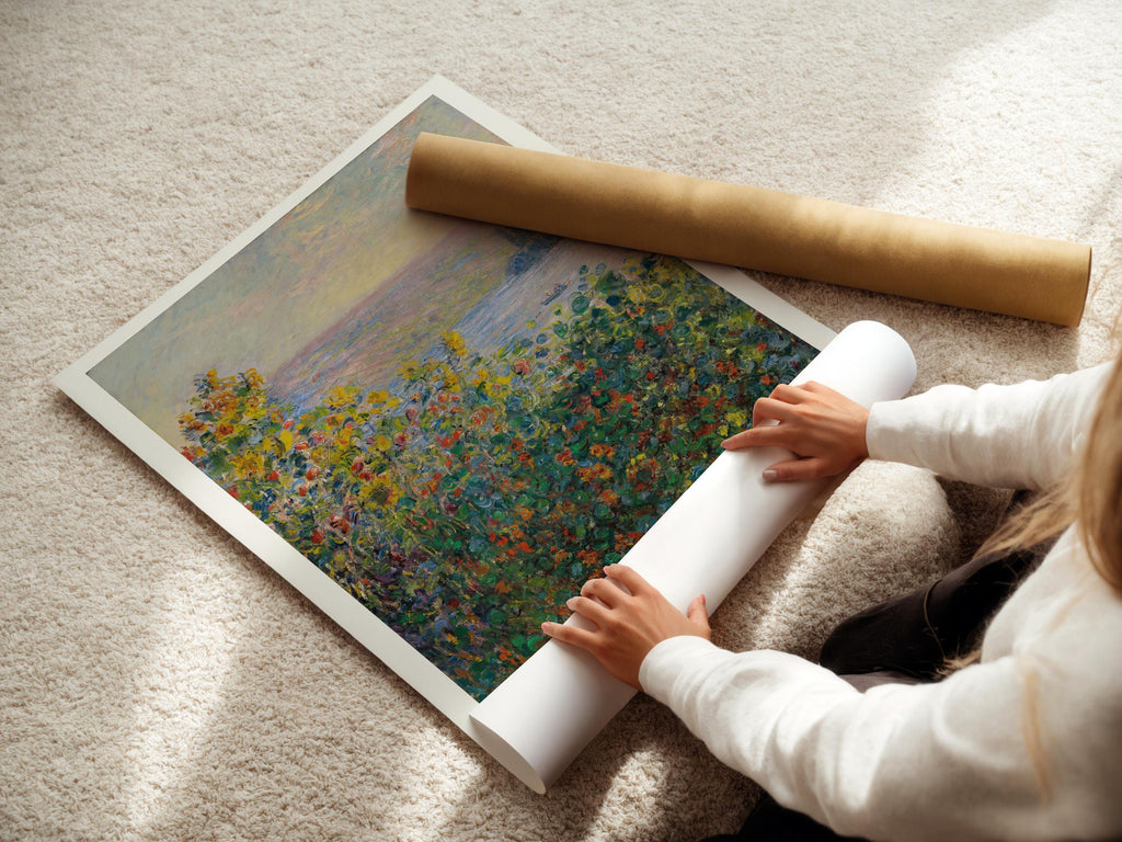 Parterres de fleurs de Monet - Reproduction giclée : Art impressionniste de qualité muséale