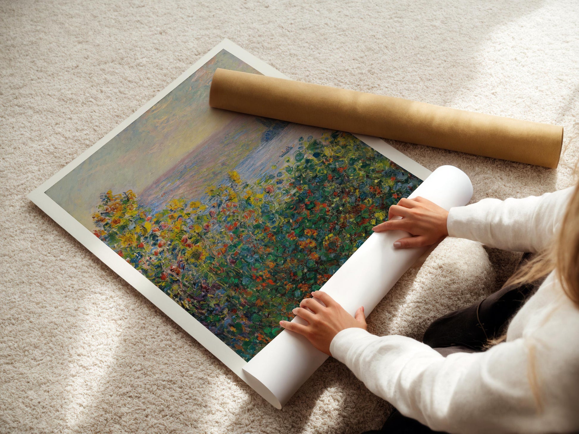 Parterres de fleurs de Monet - Reproduction giclée : Art impressionniste de qualité muséale