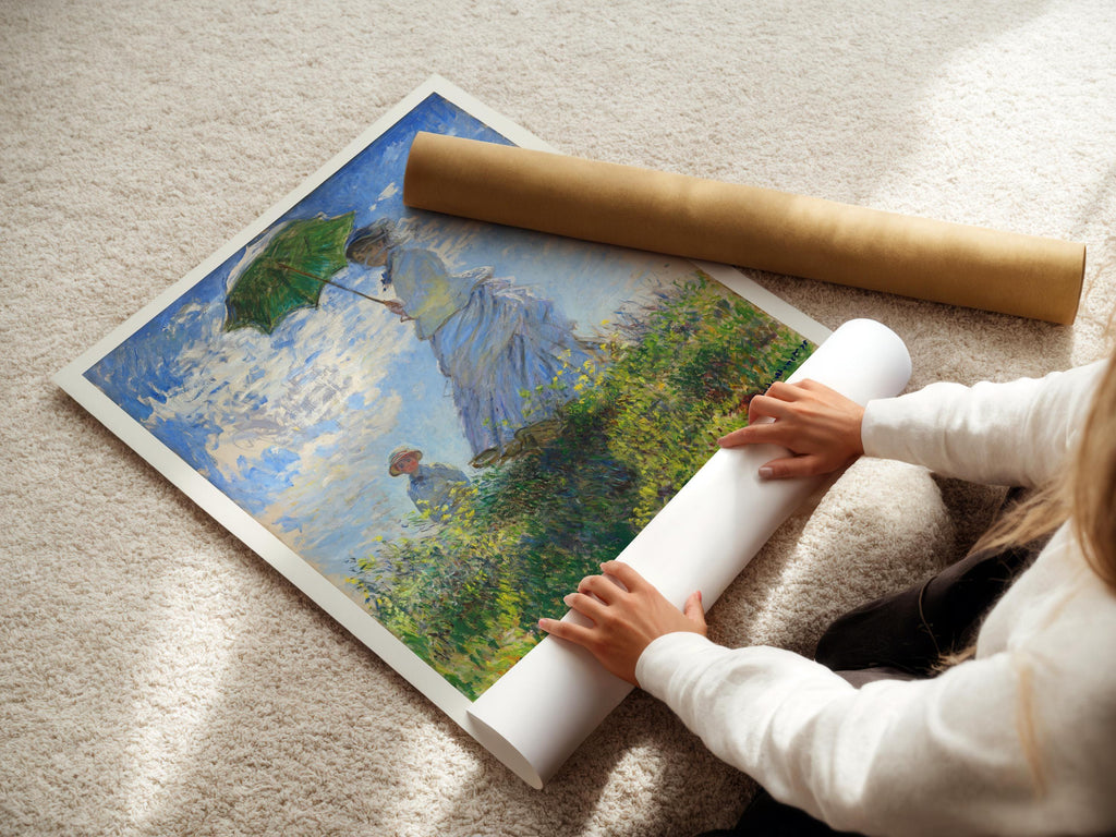 Monet - Madame Monet à l'ombrelle : Impression d'art giclée