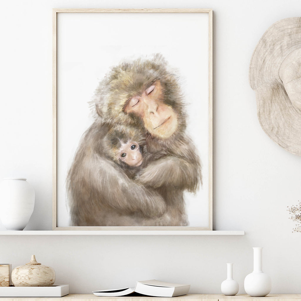 Illustration de bébé singe et sa mère