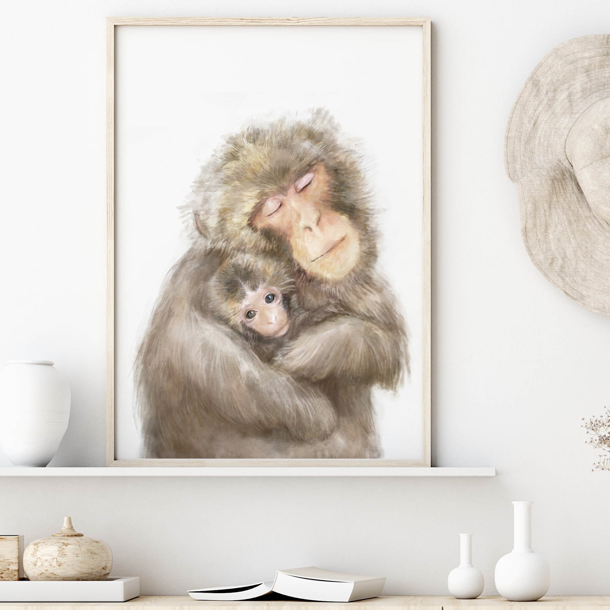 Illustration de bébé singe et sa mère