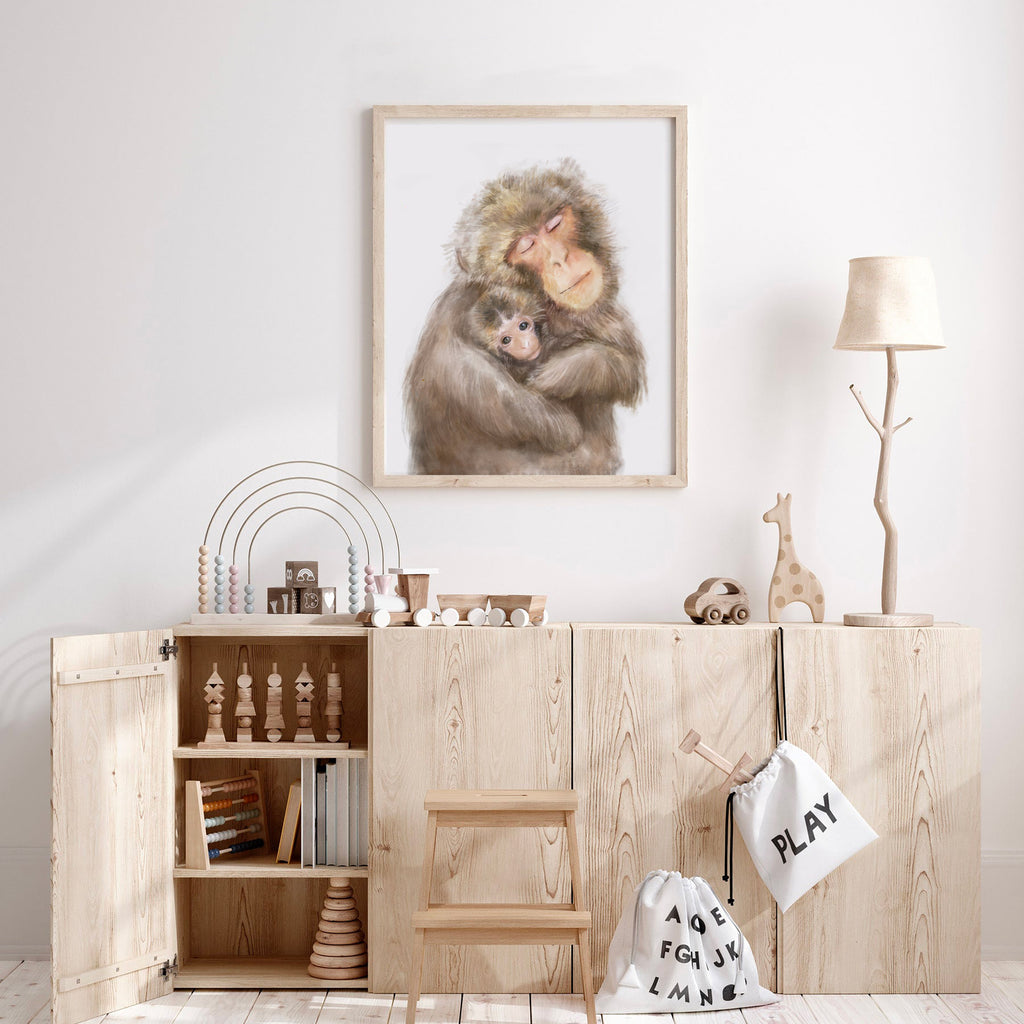Illustration de bébé singe et sa mère