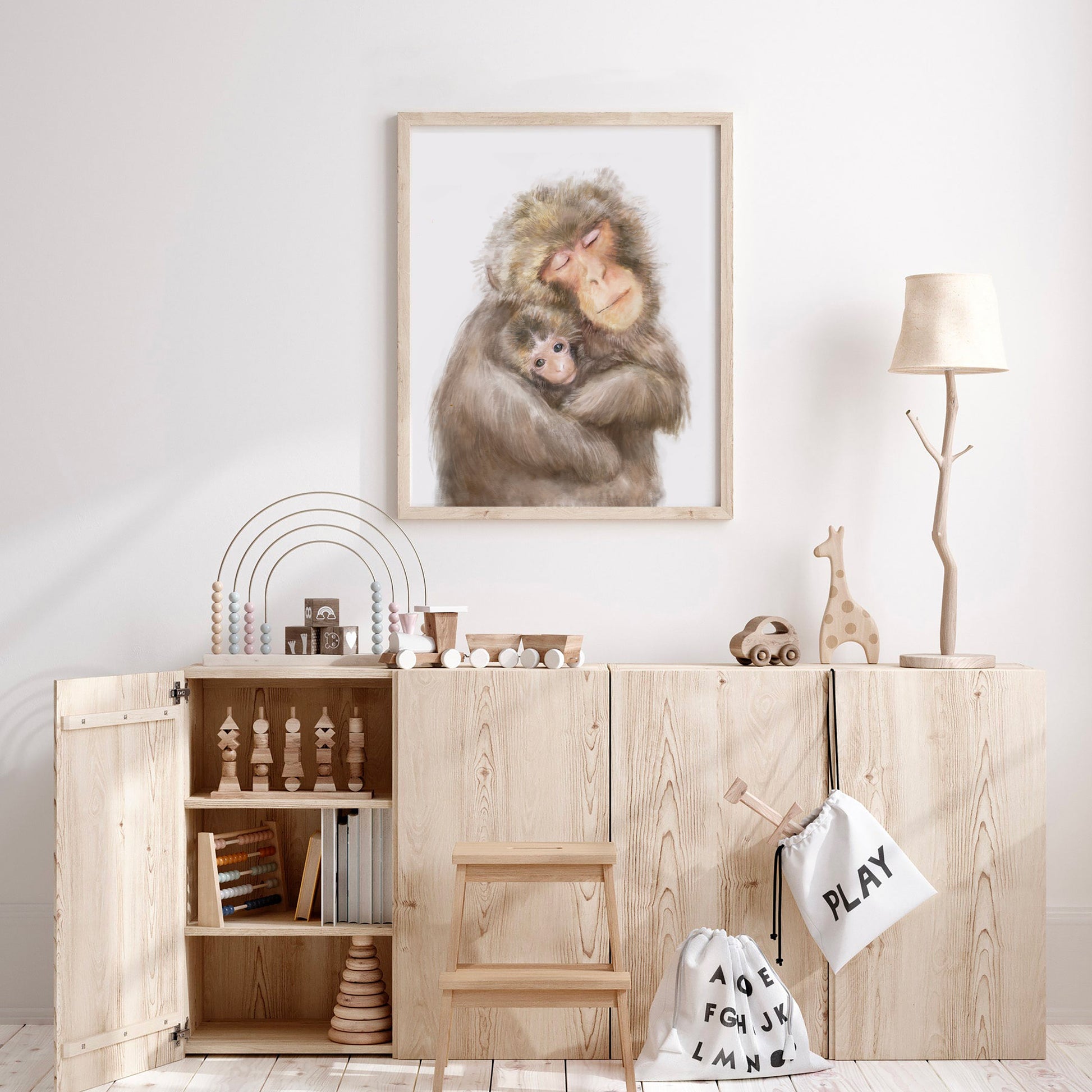 Illustration de bébé singe et sa mère