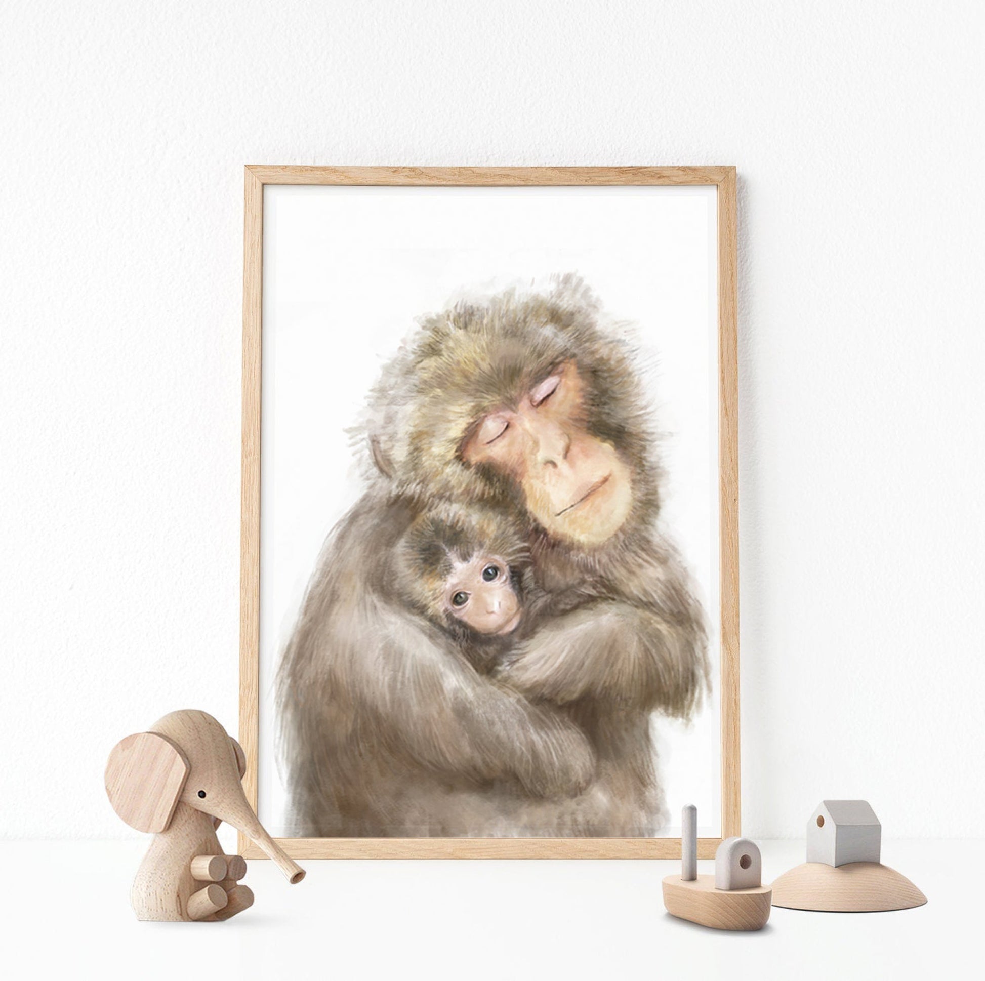 Illustration de bébé singe et sa mère