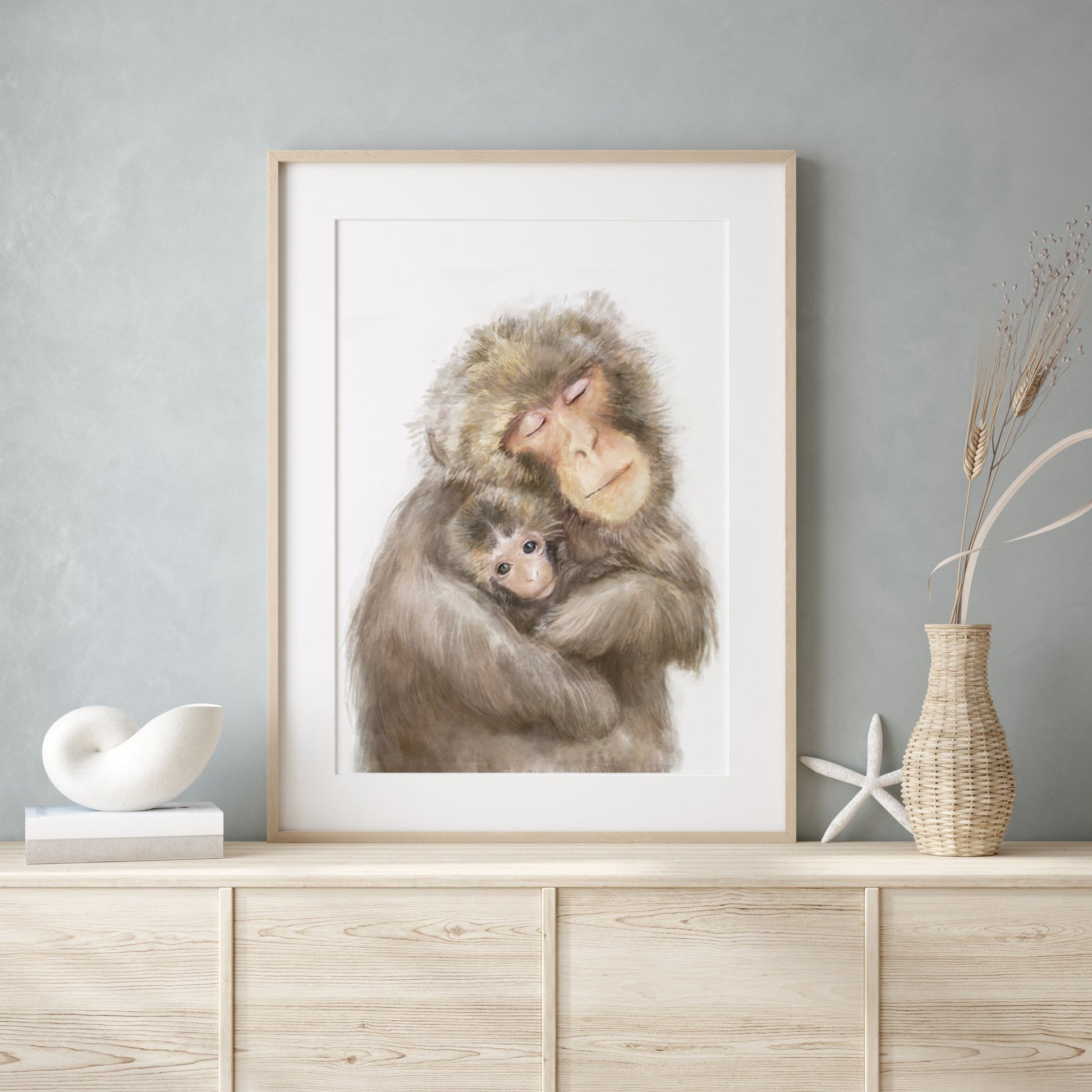 Illustration de bébé singe et sa mère