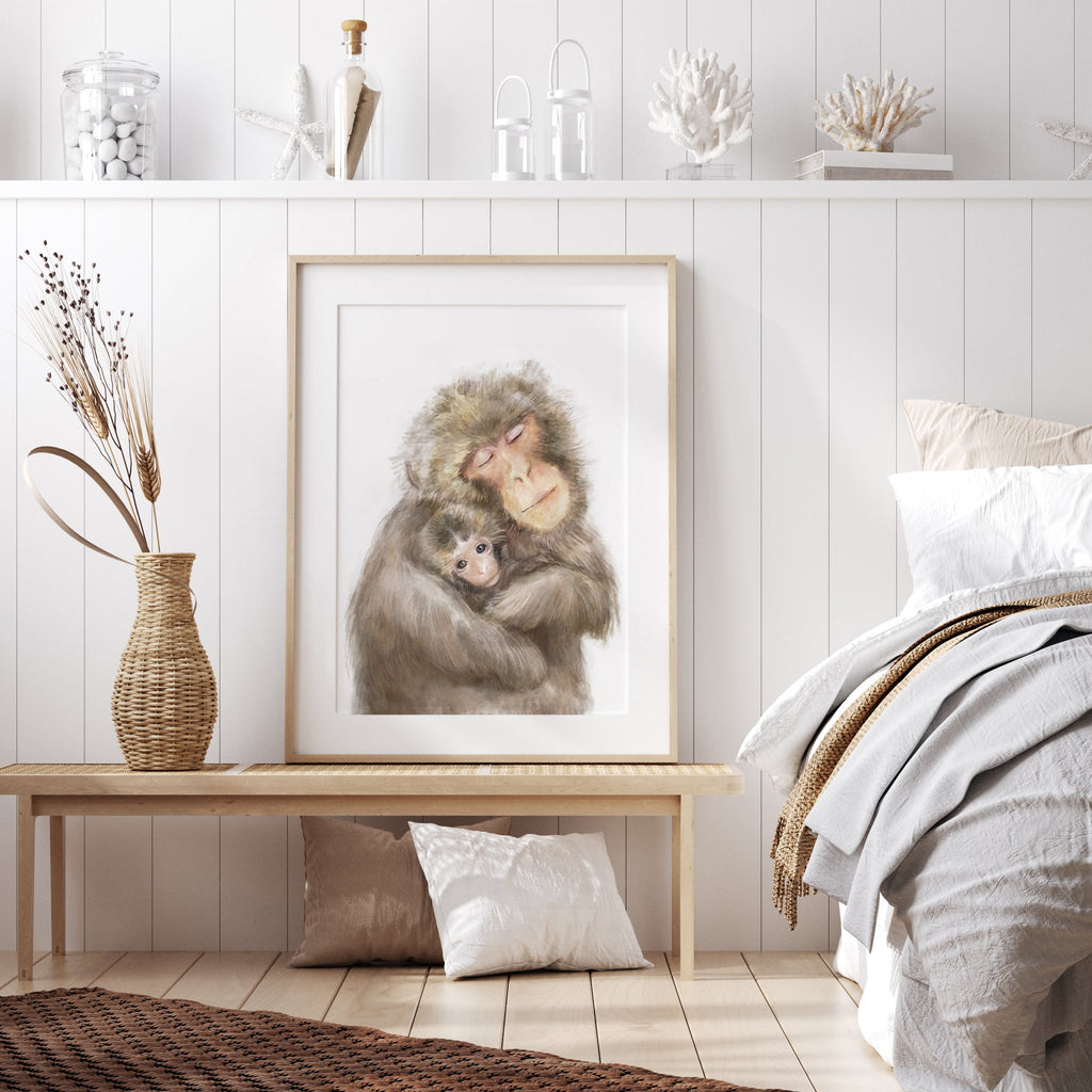 Illustration de bébé singe et sa mère