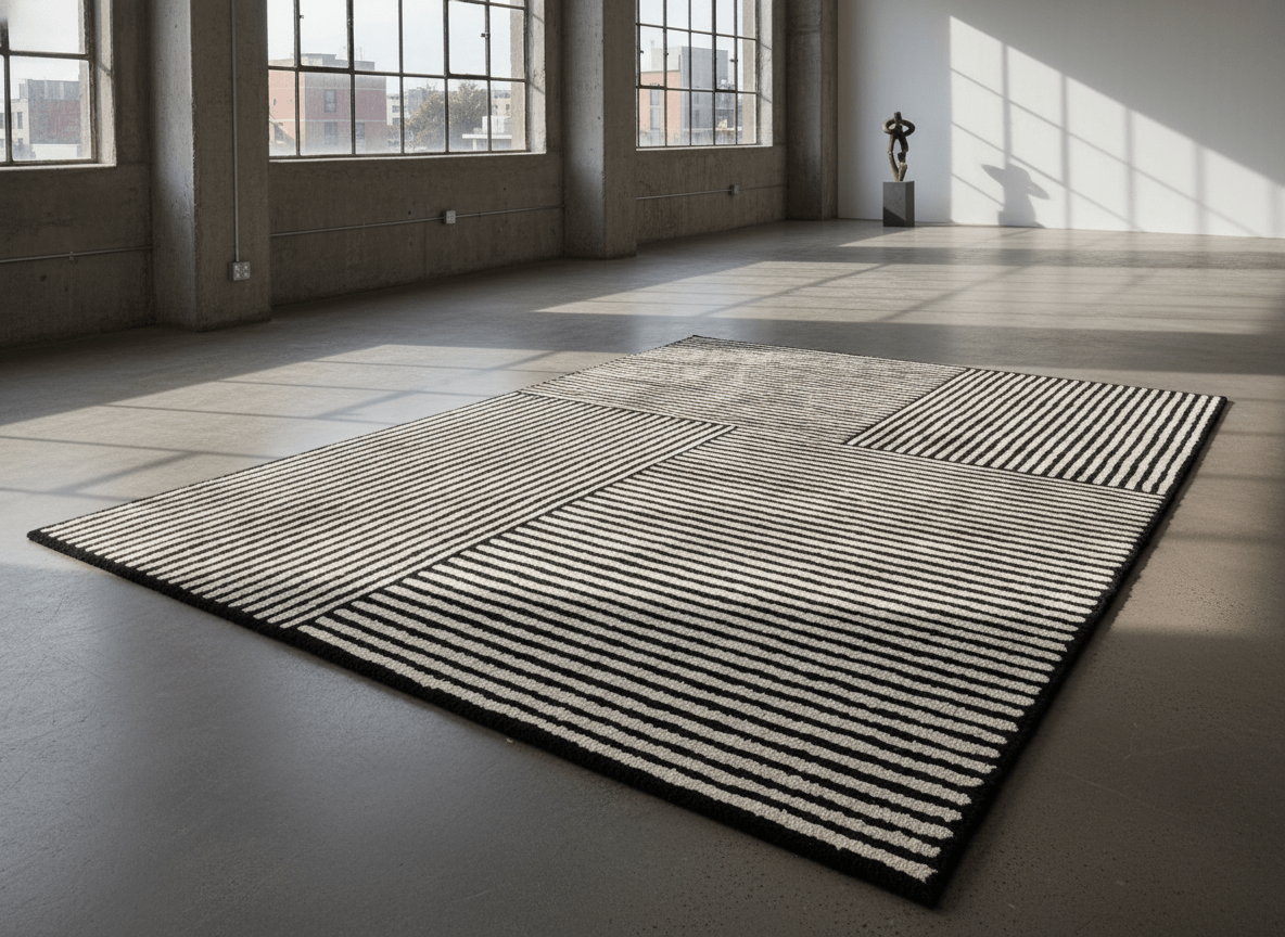 Monochrome Linear Block Rug