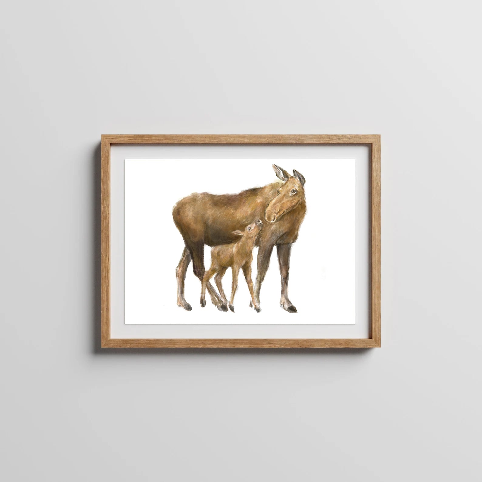 Affiche murale Bébé orignal et sa maman