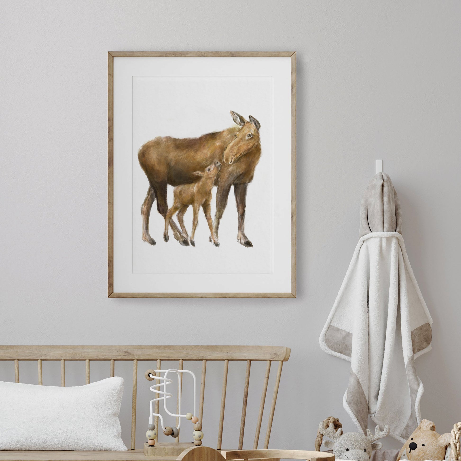 Affiche murale Bébé orignal et sa maman