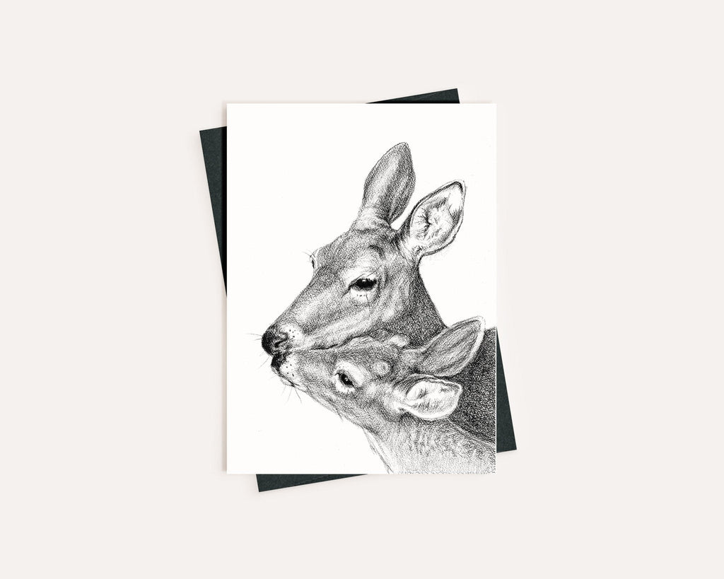 Mother and Baby Deer - Greeting Card