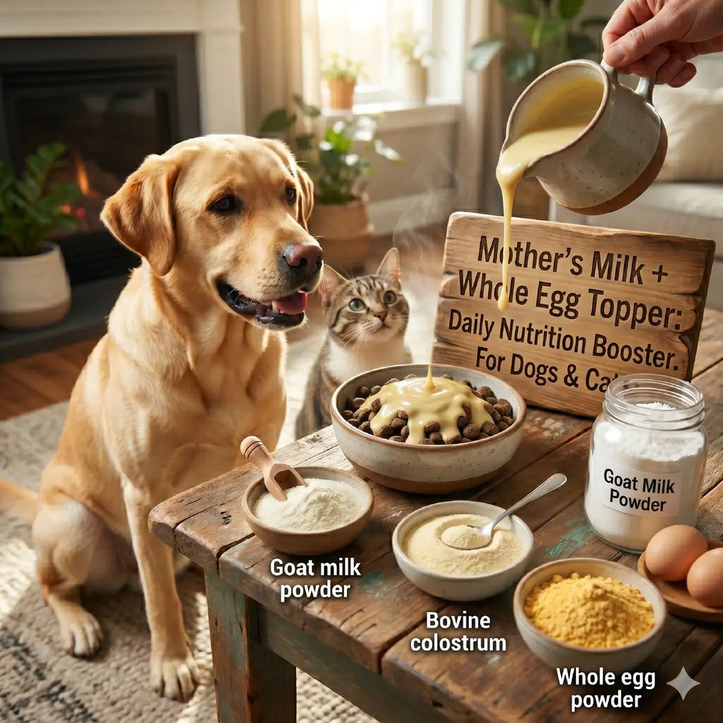 Ecogenya Mother's Milk + Whole Egg Daily Topper for Dogs & Cats — Goat Milk, Colostrum & Whole Egg Powder, 100g–1kg