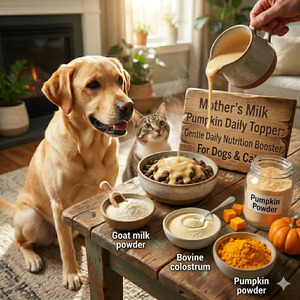 Ecogenya Mother's Milk Pumpkin Daily Topper for Dogs & Cats — Goat Milk, Colostrum & Pumpkin Powder, 100g–1kg