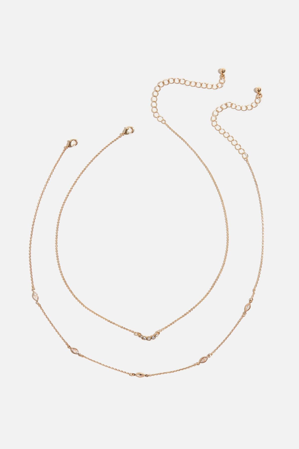 Lot de 2 colliers pavés marquise