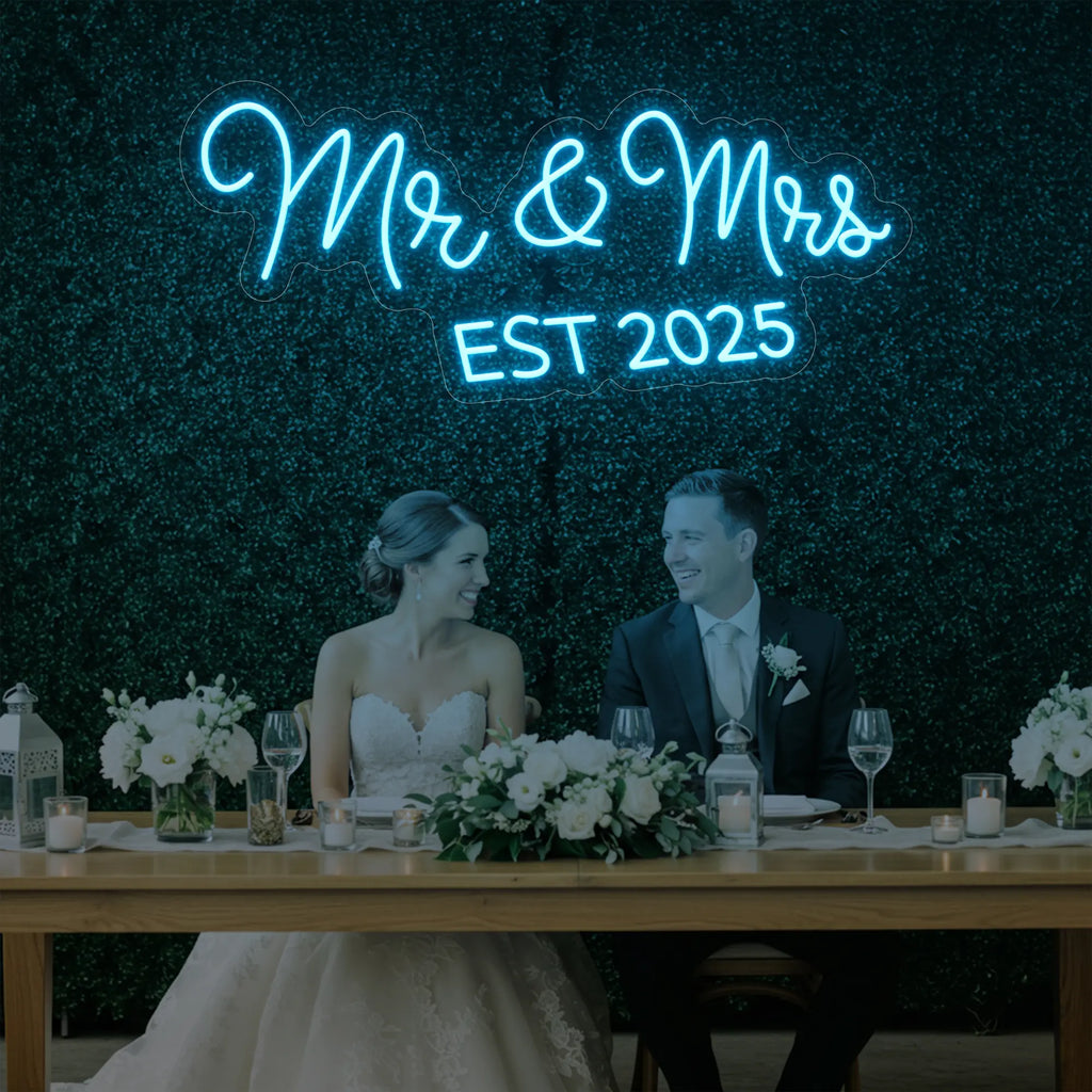 Enseigne lumineuse Mr &amp; Mrs EST