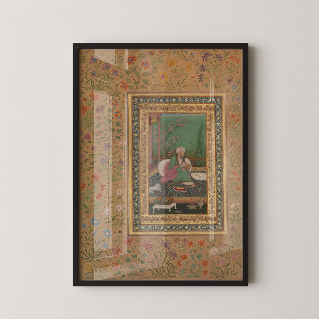 Mughal Art Portrait: Haji Husain Bukhari, 17th Century Giclee Print - Framed Option