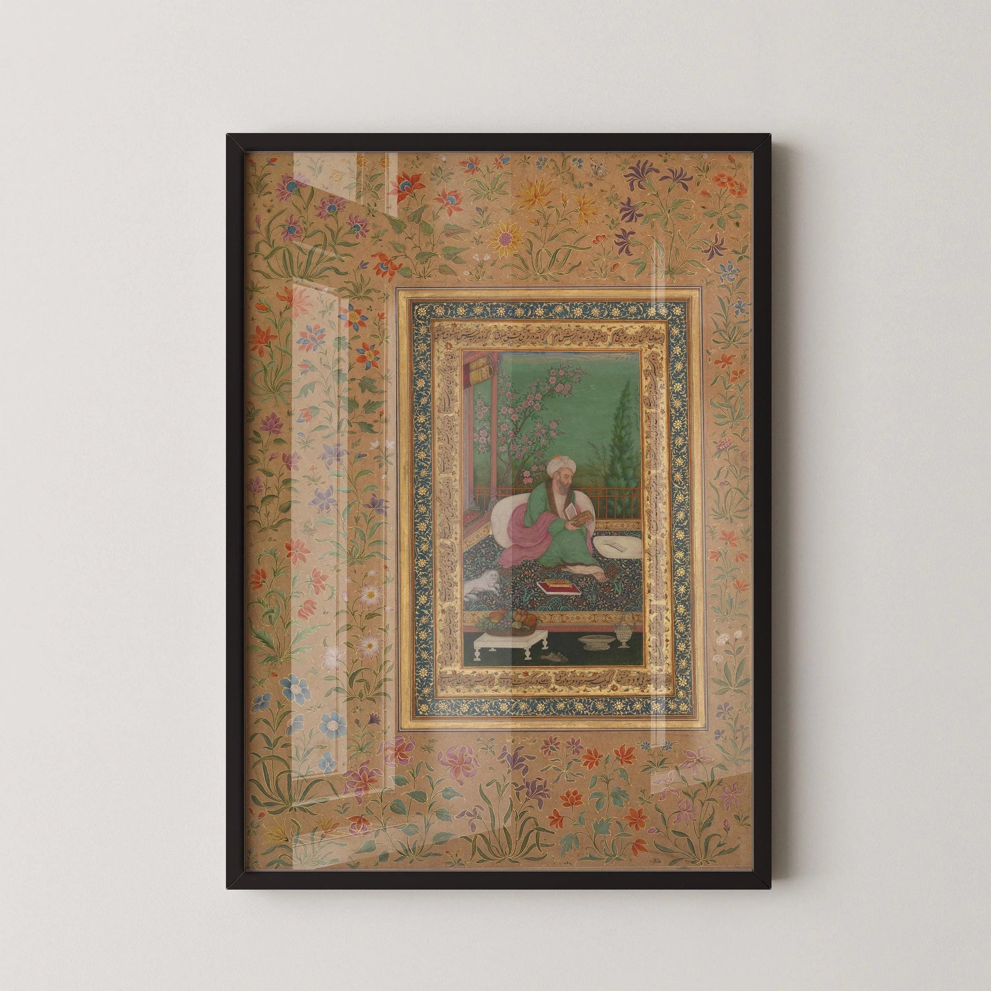 Mughal Art Portrait: Haji Husain Bukhari, 17th Century Giclee Print - Framed Option