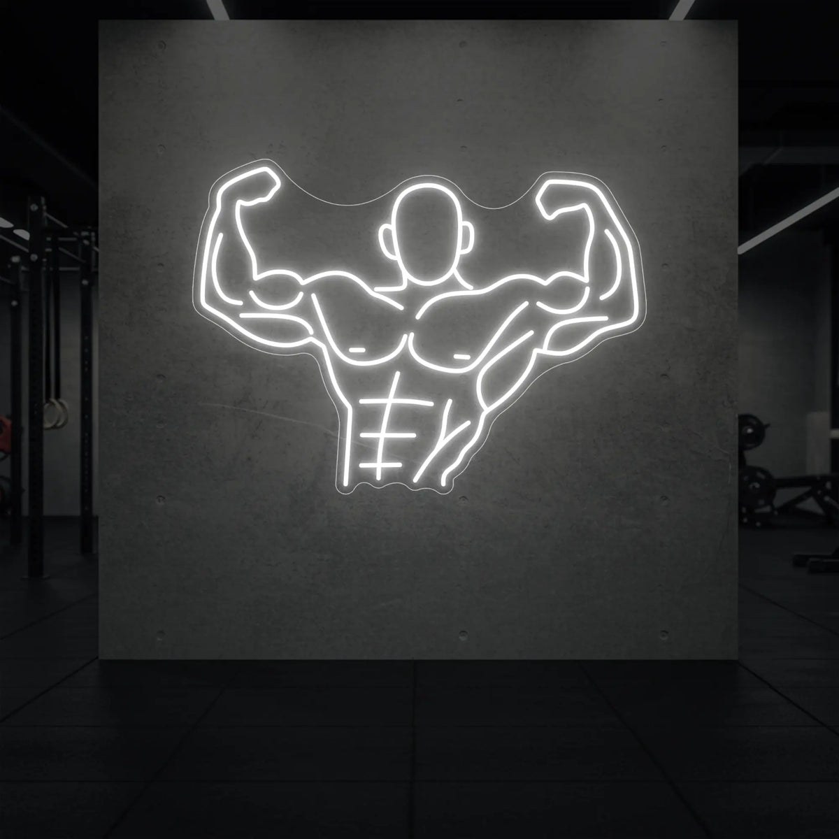 Muscle Building Sign Muscle Man flexing his entire body from torso up LED Neon Sign – Common ...