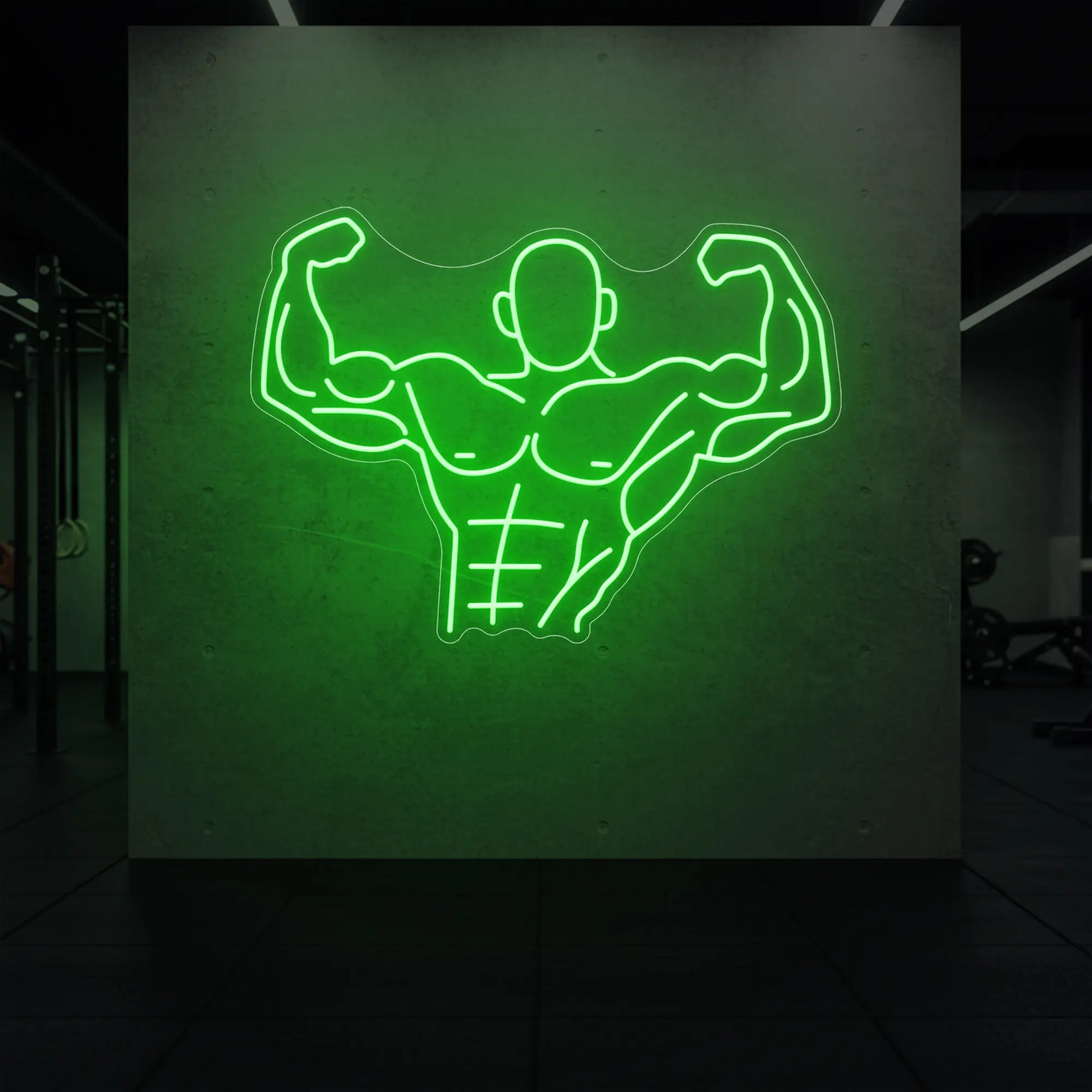 Homme musclé contractant tout son corps du torse jusqu'à la tête - Enseigne lumineuse LED
