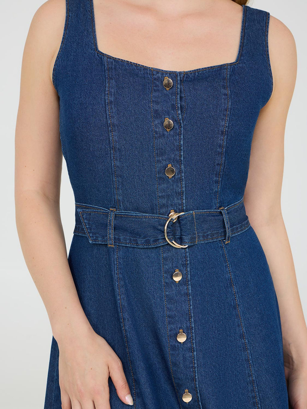 Robe midi en jean sans manches