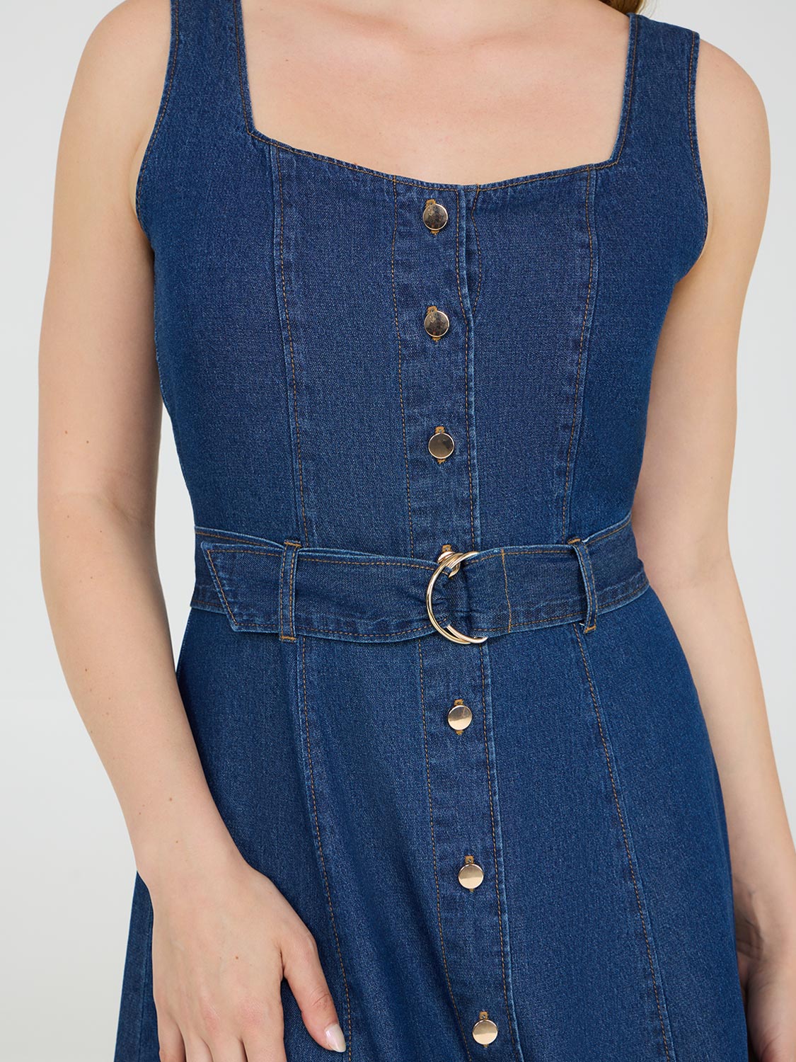 Robe midi en jean sans manches