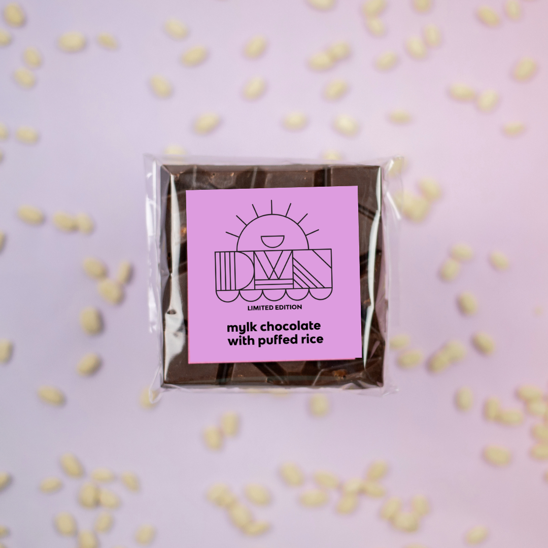 mylk chocolate bar with puffed rice