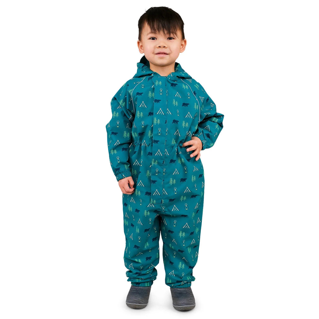 NOUVEAU (vente au détail) Combinaison de pluie/combinaison de jeu imperméable une pièce Puddle-Dry de janvier et juillet avec imprimé camp d'été 🍁