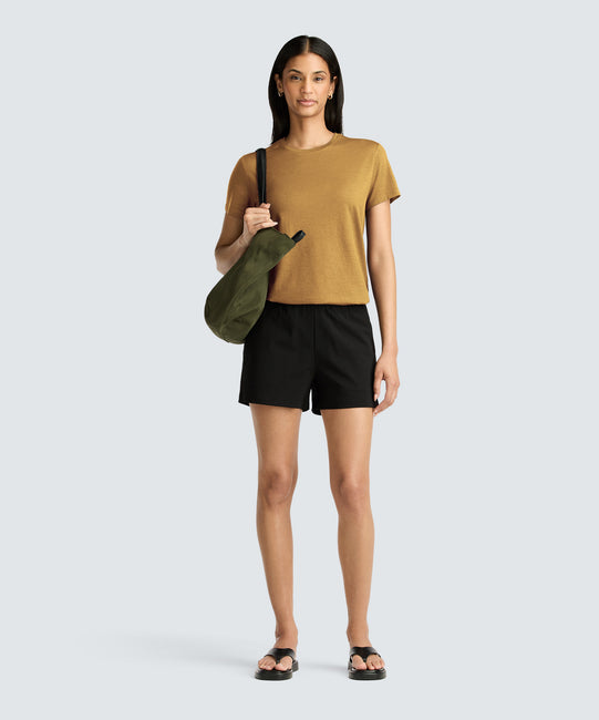 T-shirt ras du cou en laine mérinos pour femme