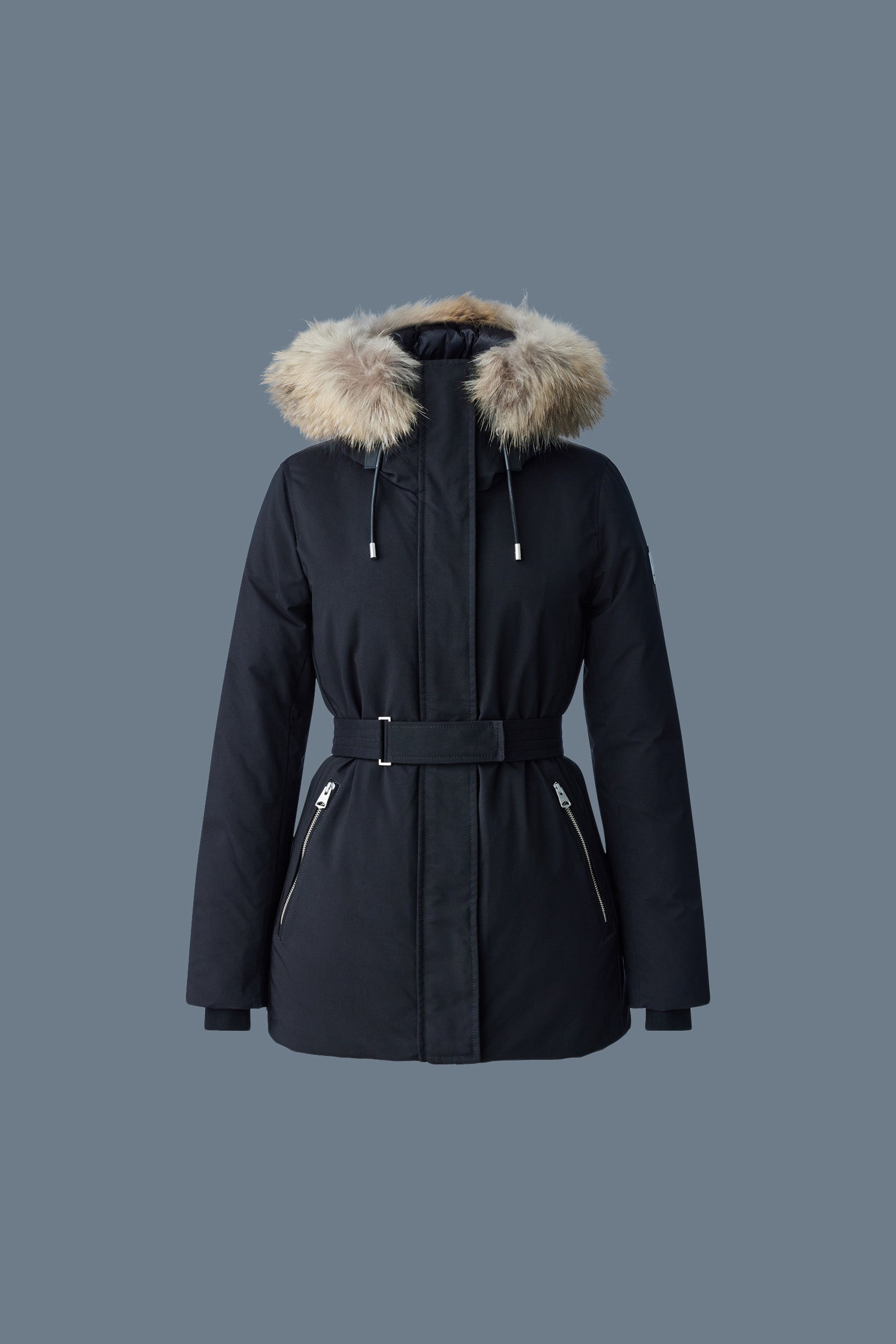 Parka en duvet 2 en 1 JENI avec plastron amovible et fourrure naturelle