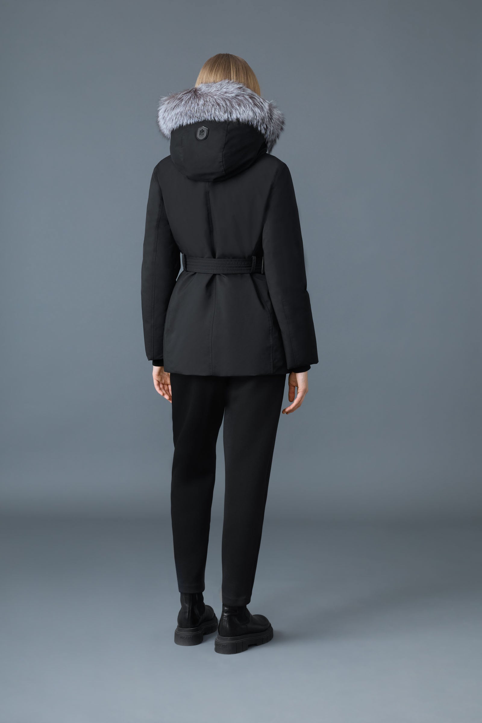 Parka en duvet 2 en 1 JENI avec plastron amovible et fourrure de renard argenté