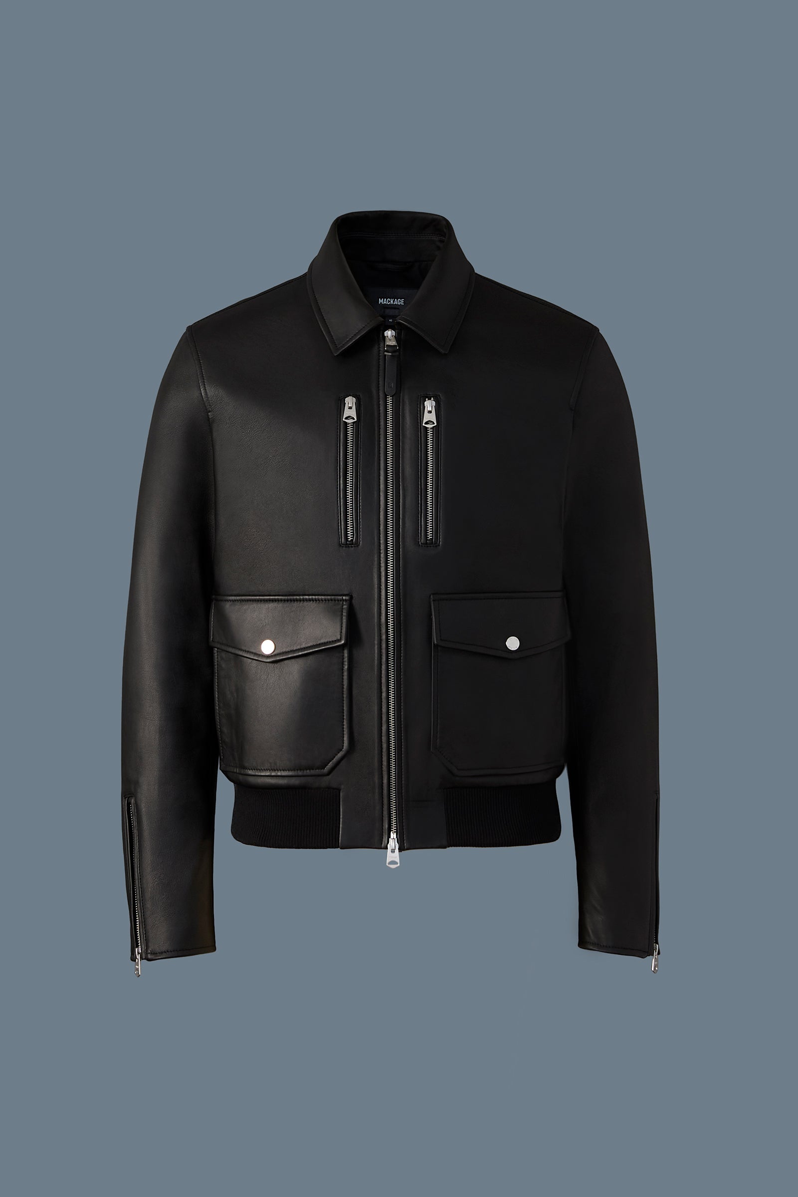 CHANCE-Z Spread Collar Leather Jacket