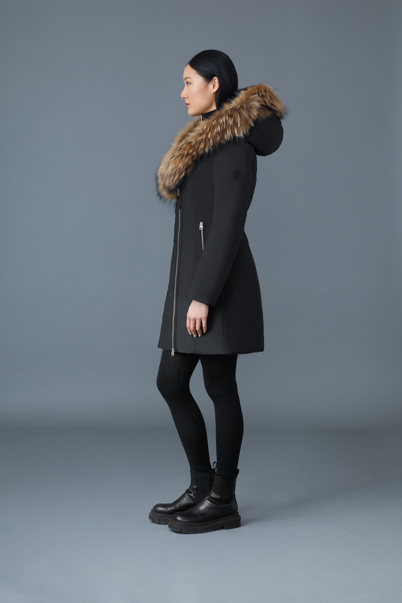 Manteau TRISH Powder Touch avec fourrure naturelle Signature Mackage Collar