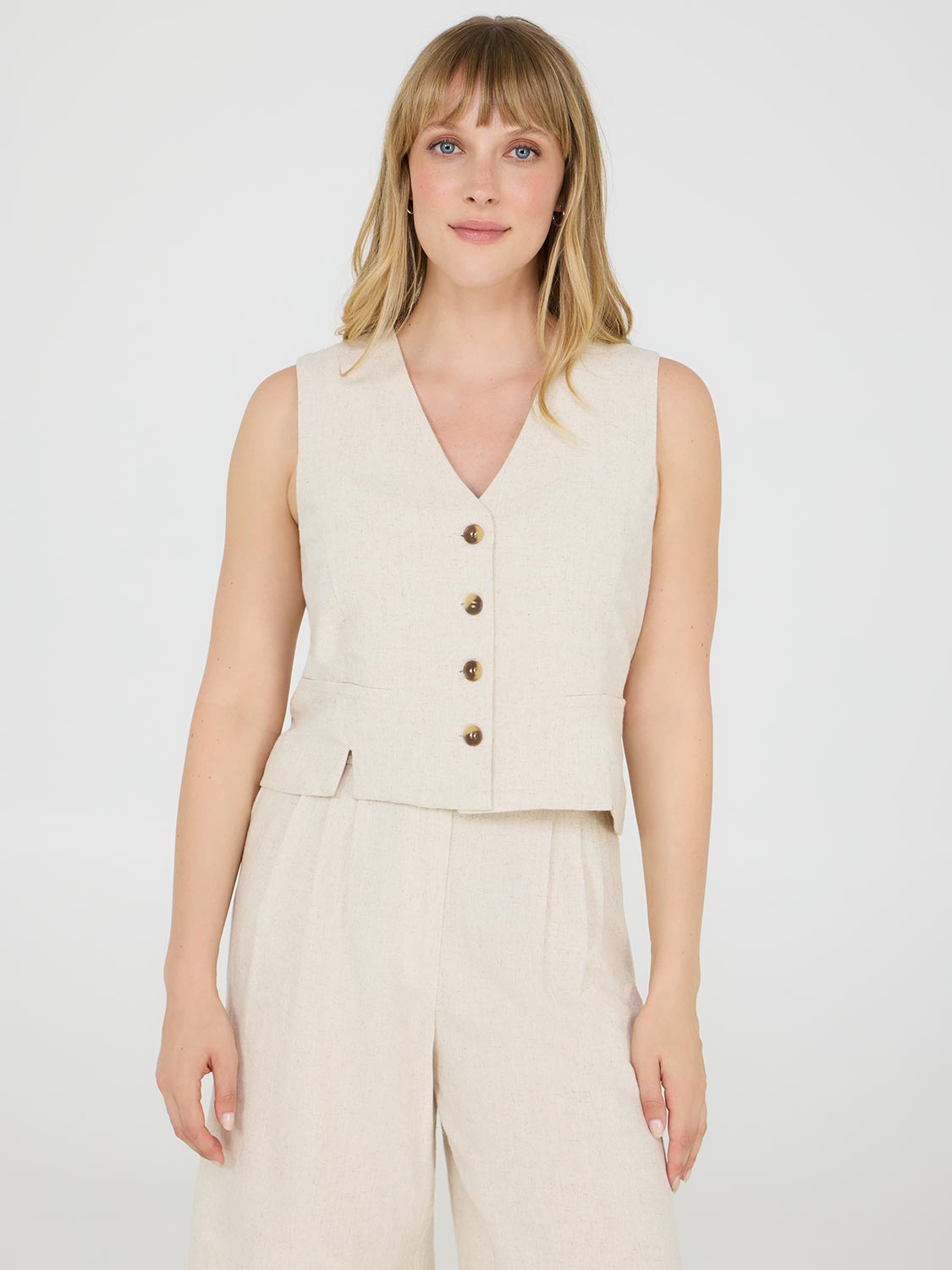 Gilet en lin boutonné