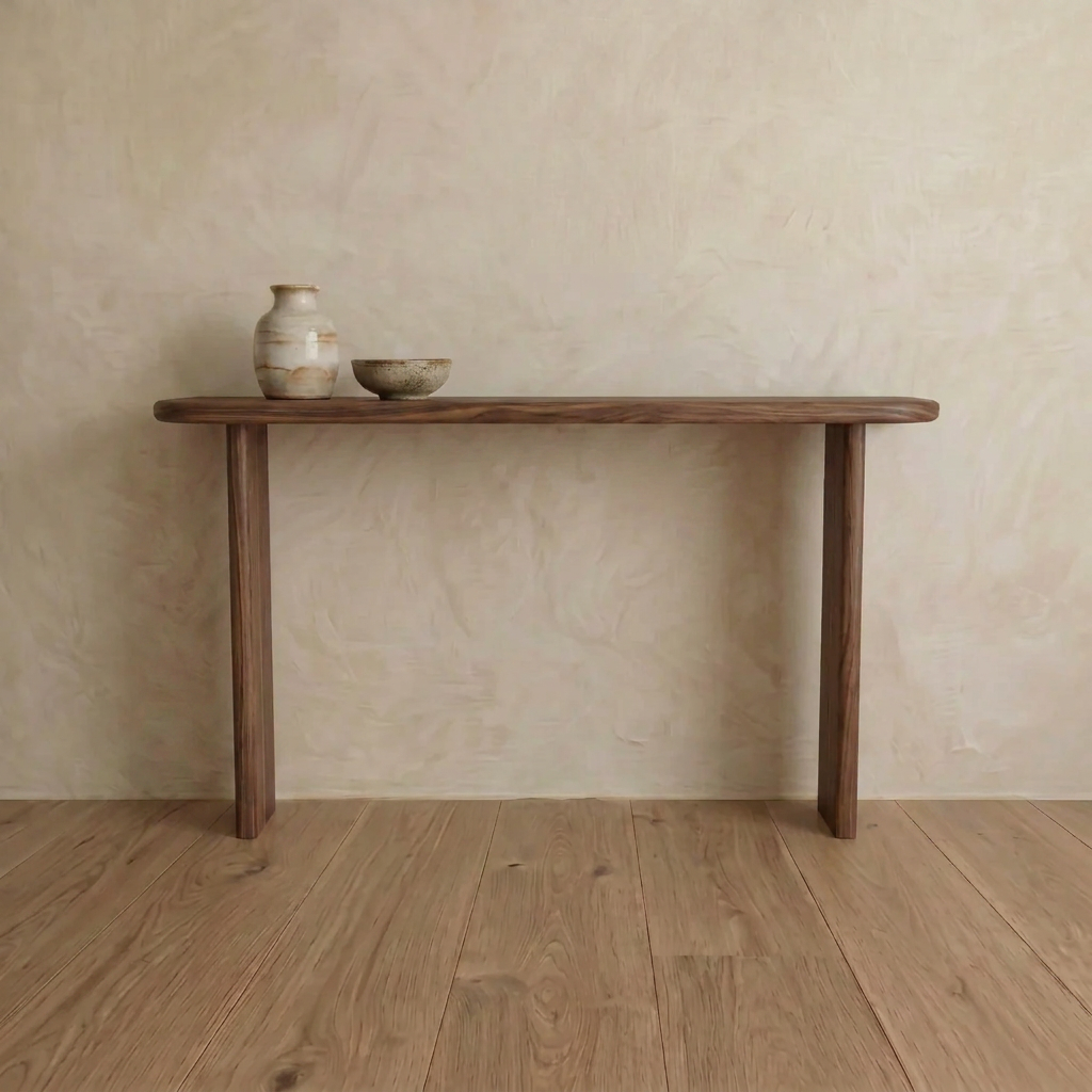 Narrow console table in walnut