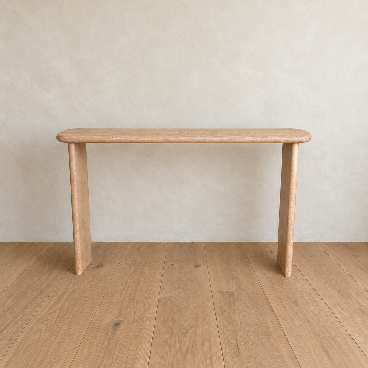 Narrow console table in white oak