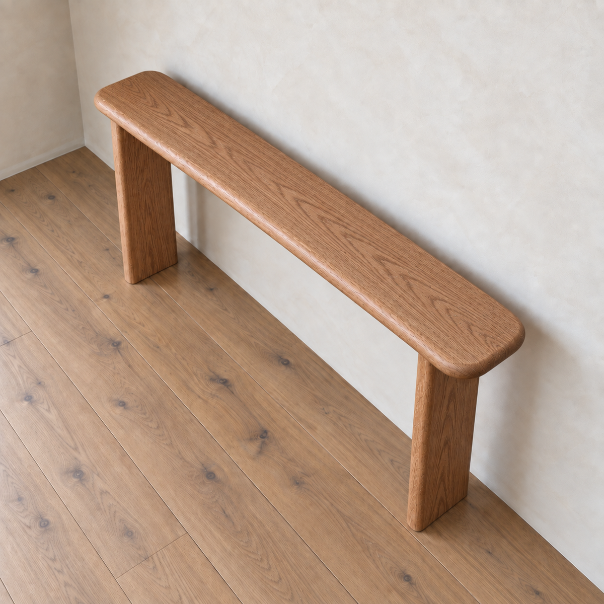 Narrow console table in red oak