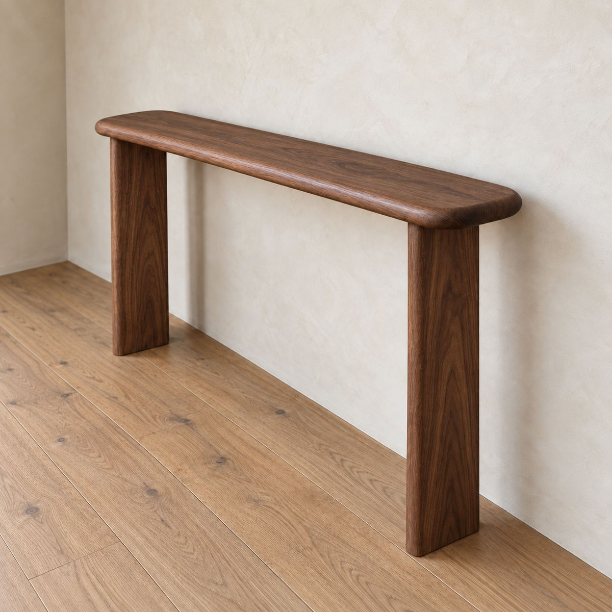 Narrow console table in walnut