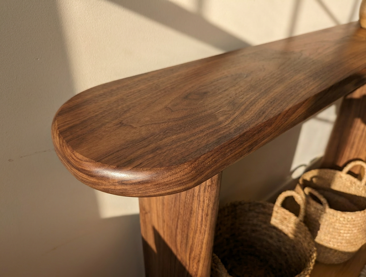 Narrow console table in walnut