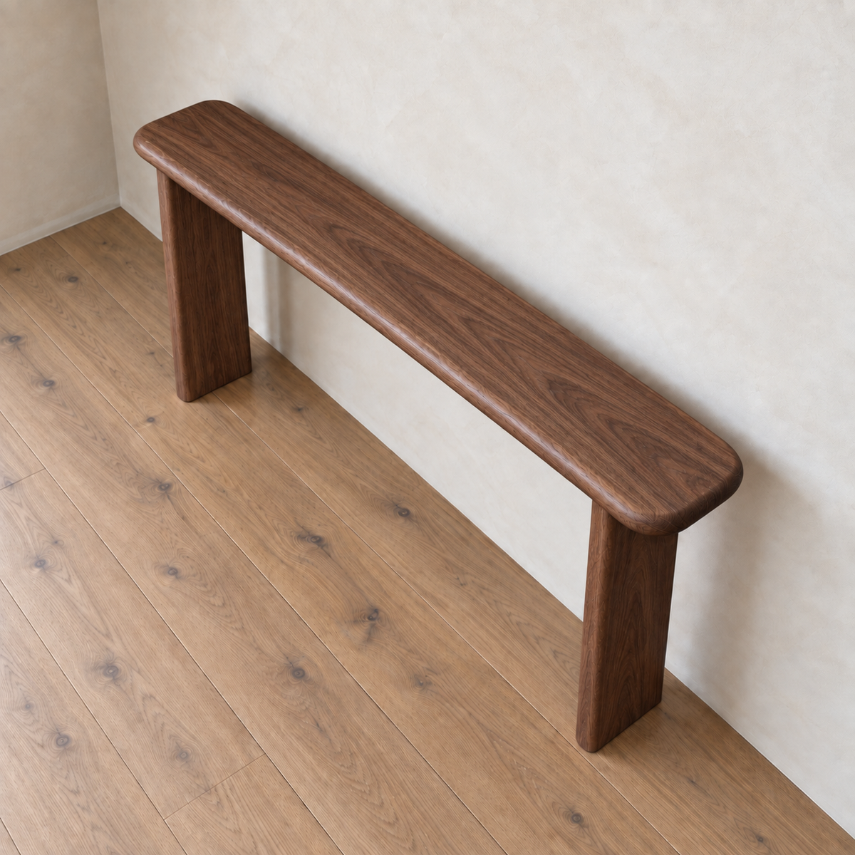 Narrow console table in walnut