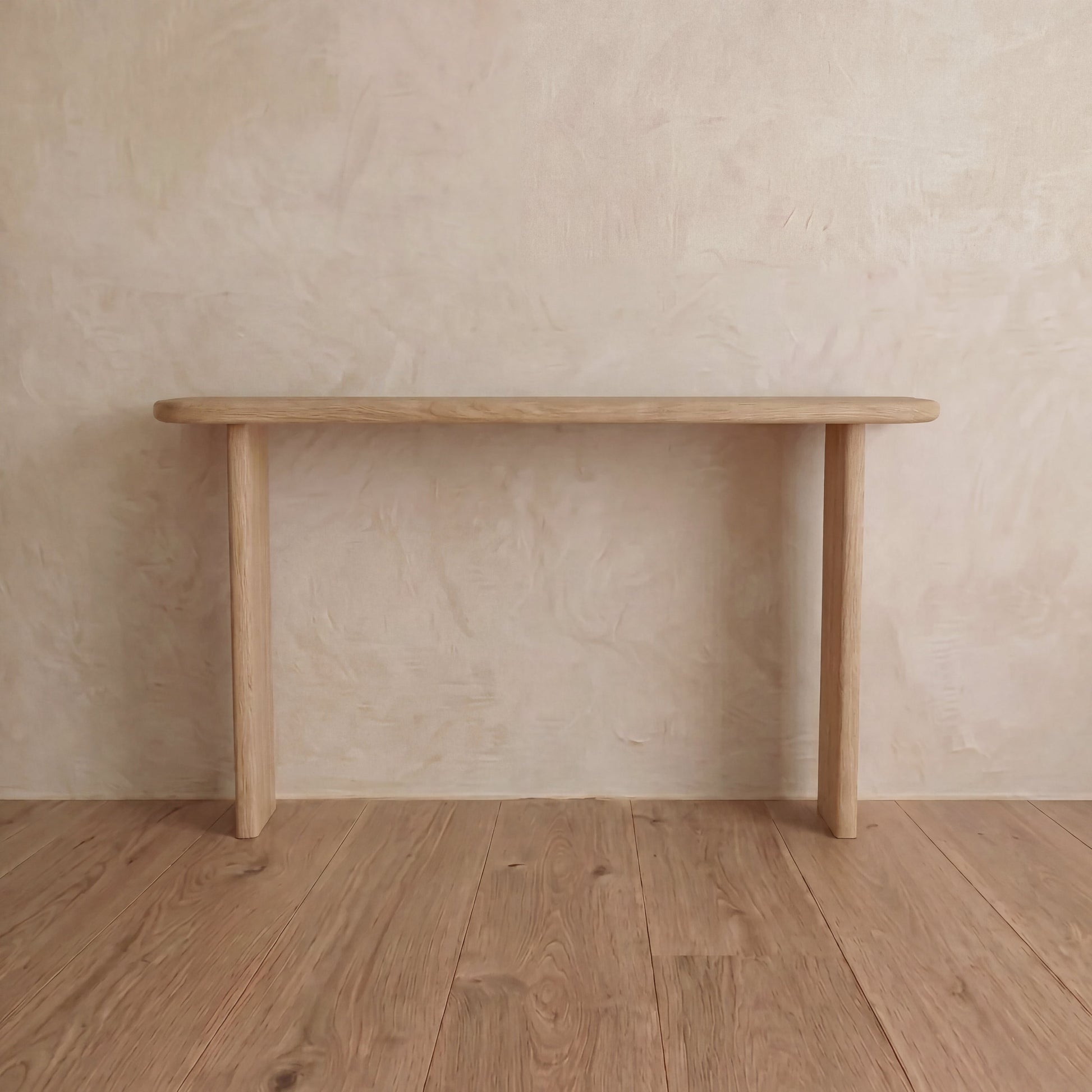 Narrow console table in white oak