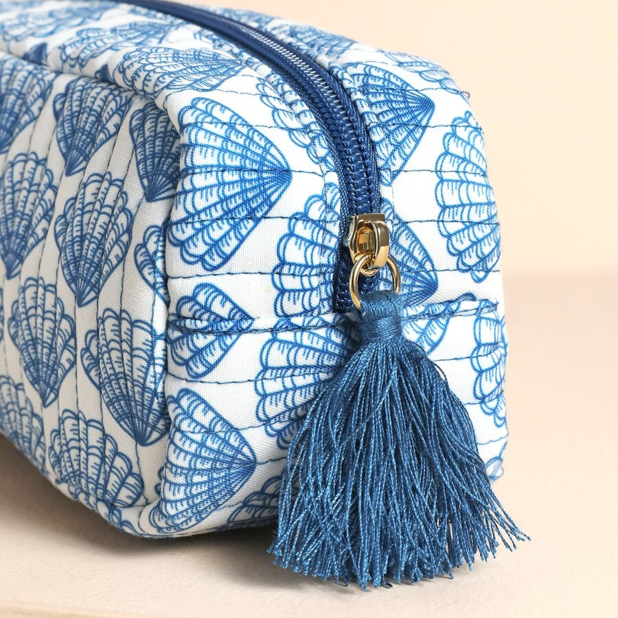 Navy Scallop Shell Makeup Bag