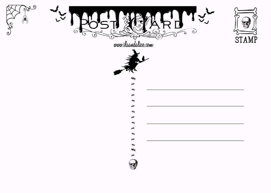 Black Cats Going Trick or Treating Halloween Postcards