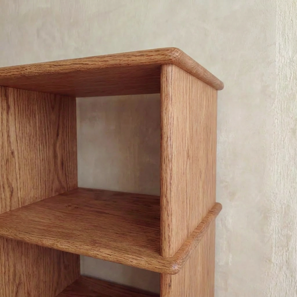 Table de chevet avec étagère en chêne rouge