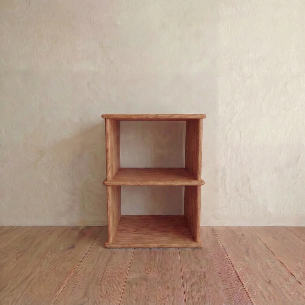Table de chevet avec étagère en chêne rouge