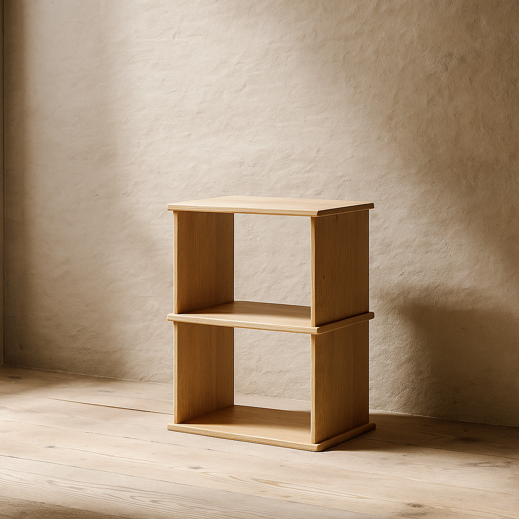 Nightstand bookshelf in white oak