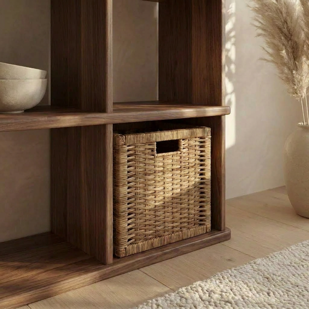 Nine cube bookshelf in walnut