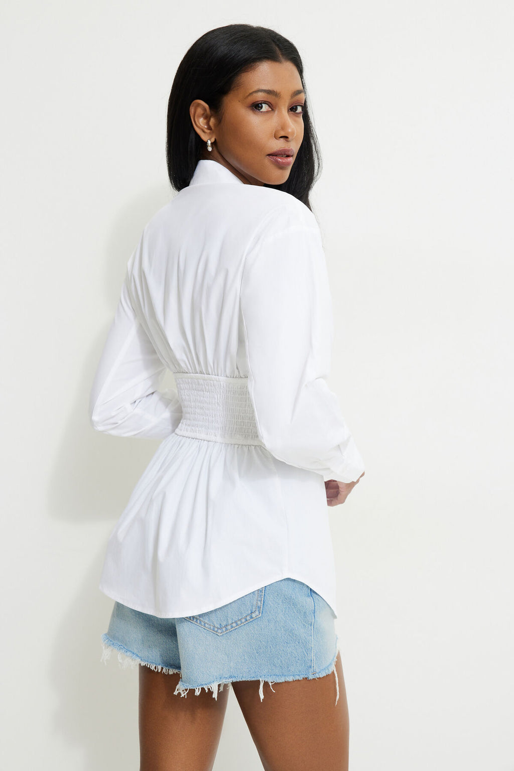 Chemise en popeline à taille cintrée